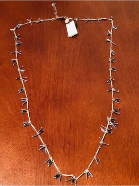 Chico's Silver Necklace with Blue Accent Beads